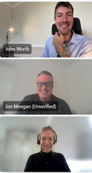 John Worth, Dr Jon Meegan, Louise Duncan